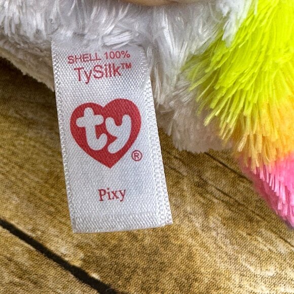 Ty Beanie Boos Medium Pixy White Rainbow Unicorn Stuffed Animal Plush 9" - Picture 7 of 9